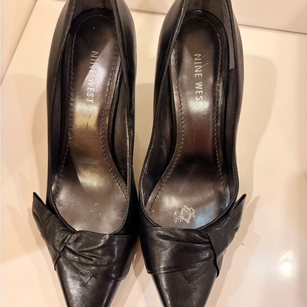 Nine West Black Leather Heels
